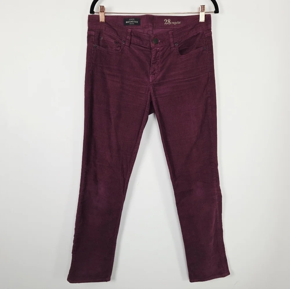 J. Crew Matchstick Corduroy Maroon Women's Size 28 Regular Pants